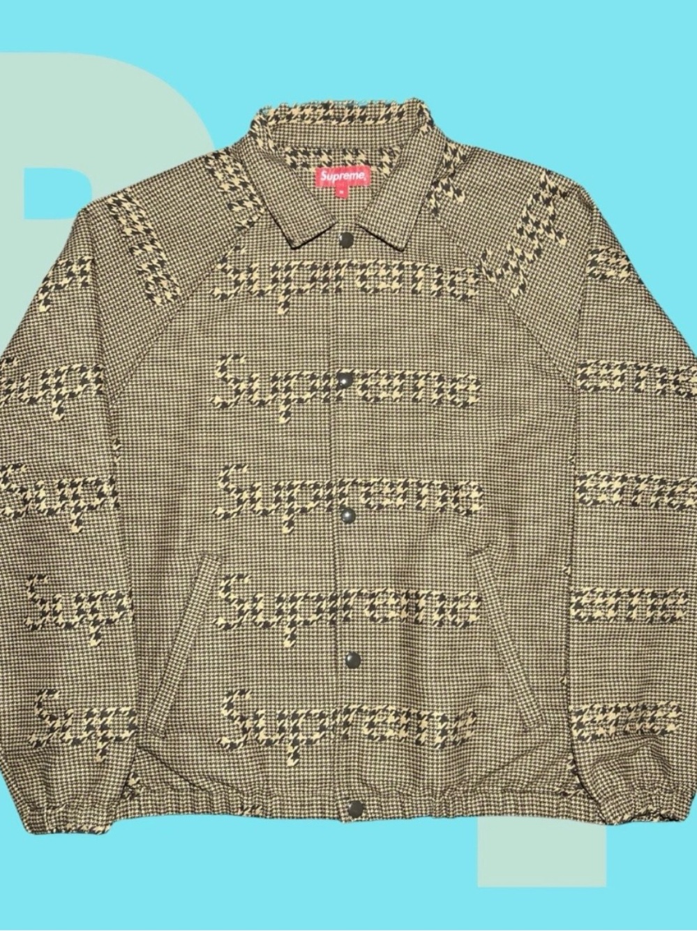 Supreme Houndstooth Logos Snap Front Jacket (Medium)